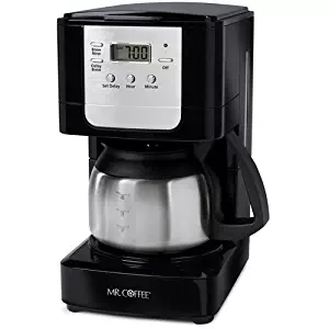 Mr. Coffee JWX9-RB 5-Cup Programmable Coffeemaker, Black with Stainless Steel Carafe