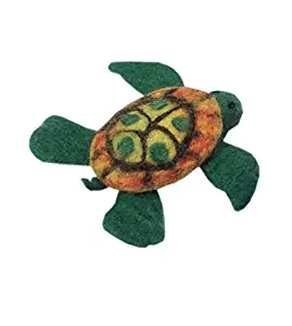 Le Sharma Eco-Turtle Mini 4", Made from Felted Wool, Sturdy and Stuffing-Free, Multi-Color, Cat Toy