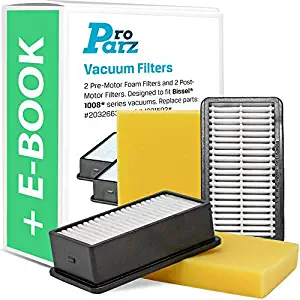 Bissell 1008 Vacuum Filter Replacements - Pack of 2 Pre and 2 Post Filters - Replaces Parts 2032663 and 1601502 - Includes Bonus E-Book - Combo-Pack