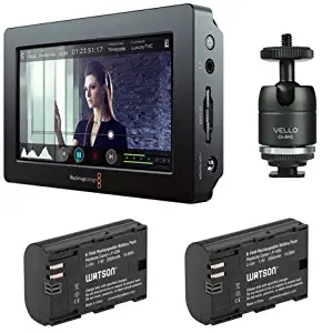 Blackmagic Design Video Assist HDMI/6G-SDI Recorder with 5" Monitor & Watson LP-E6N Lithium-Ion Battery Pack of (2) Plus Vello Multi-Function Ball