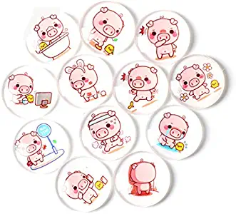 Cute Pink Pig Refrigerator Magnet Party Set of 12 Pack 3D Round Face For Silver Fridge Office Dry Erase Board Stainless Steel Door Freezer Whiteboard Cabinet Magnetic Great Fun