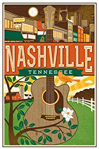 Magnet 3x4 inch Vintage Art Nashville Tennessee Sticker - tn rv Visit City Travel Music Magnetic Magnet Vinyl Sticker