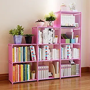 Jukert DIY Adjustable Bookcase, 9 Cube Storage Book case, Kids Bookshelf Bookshelves, Toy Organization Organizer Shelf Home Furniture Cabinet