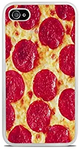 Excellent Pepperoni Pizza White Silicone Case for iPhone 4 / 4S