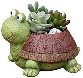 Youfui Cute Dog Flowerpot Animal Resin Succulent Planter Desk Mini Ornament (Turtle)