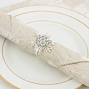 ANPHSIN Set of 8 Napkin Rings Dinning Table Setting for Casual or Formal Occasions- Snowflake Sliver