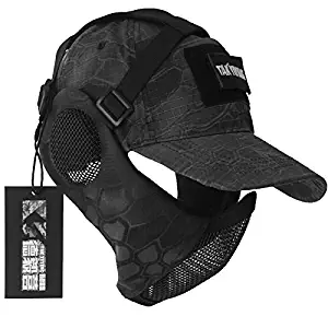 NO B Tactical Foldable Mesh Mask with Ear Protection for Airsoft Paintball with Adjustable Baseball Cap