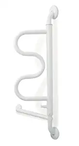 Stander The Curve Grab Bar - Elderly Rotating Wall Mounted Ladder Assist Handle + Bathroom Grab Bar Toilet Aid