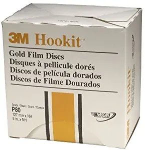 3M 00967 Hookit Gold Film Disc, 5", P80, 75 discs/bx
