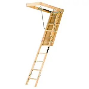 Louisville Ladder 22.5-by-54-Inch Wooden Attic Ladder, Fits 8-Foot 9-Inch to 10-Foot Ceiling Height, 250-Pound Capacity, L224P