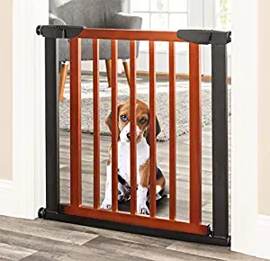Palmer Dog Gate - Indoor Pet Barrier, Expandable to 40", Walk Through Swinging Door, Extra Wide, Pressure Mounted, Walls, Stairs. Small and Large Dogs. Wood, Metal. Best Dog Gate. NMN Designs