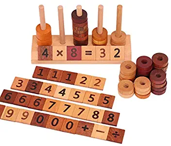 Agirlgle Wooden Montessori Toy Counting Toys for Kids Mathematics Math Toys, Counting Toys Number Blocks Shape Sorter Number Early Preschool Teaching Tool Toddler Learning Toys for Age 2 up