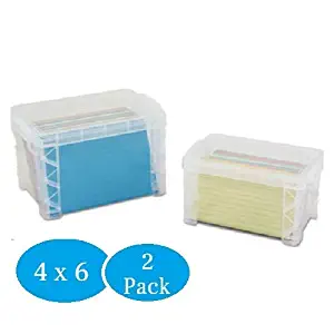 1InTheOffice Index Card Box 4x6 Index Card Holder 500 Capacity (2 Pack)