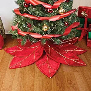 Bandwagon Red Poinsettia Christmas Tree Skirt