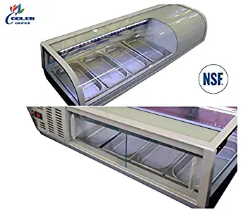 Sushi Refrigerator Cooler Display Case Countertop 4 Pan; LED Lighting; 46" Wide NSF ETL