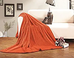 Elegant Comfort Micro-Fleece Ultra Plush Luxury Solid Blanket, King/Cal King, Orange