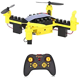 Flytec T11 DIY Building Blocks Drone Helicopter 2.4G 4CH Mini Drones 3D DIY Bricks Creative Quadcopter DIY Educational Toy (Yellow)