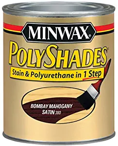 Minwax 213804444 Polyshades - Stain & Polyurethane in 1 Step, 1/2 pint, Bombay Mahogany, Satin