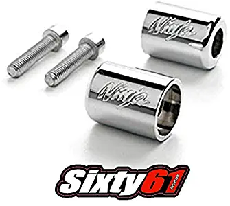 Sixty61 Bar Ends for Kawasaki Ninja 250 300 500 650 ZX6 ZX7 ZX9 ZX10 ZX12 ZX14 Chrome Engraved Sliders, ZX6R ZX10R ZX14R