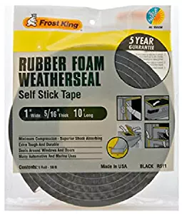 Rubber Foam Weatherseal Self Stick Tape Weather Strip Tape 1" x 5/16" x 10'