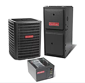 2.5 Ton Goodman 14 SEER R410A 96% AFUE 60,000 BTU Vertical Gas Furnace Split System