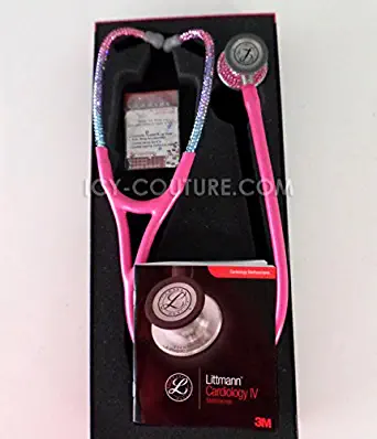 ICY Couture Pink Tube Stethoscope with Swarovski Crystals (Littmann Cardiology, Barbie Ombre Crystals)