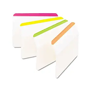 Post-it Durable Hanging File Folder Tabs, 2 Inches, Angled, Ideal For Hanging File Folders, Assorted Bright Colors, 24 per Pack (686A-1BB)