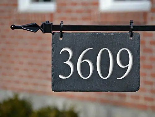 HANGING HOUSE NUMBERS CARVED SLATE/Stone Address Plaque Marker Lampost Lamppost Mailbox #3H