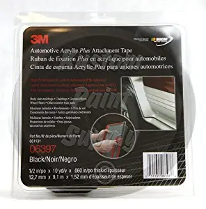 3M Company Automotive Acrylic Plus Attachment Tape 06397, Black, 1/2" X 10 Yds