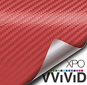 VViViD Dry Red Carbon Fibre Vinyl Wrap Twill Weave Adhesive Film Roll Air Release Decal Sheet (17.9 Inch x 60 Inch (Large Roll))