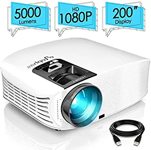 ELEPHAS PRO610 Projector, [2018 Version] with 200" 720P LCD Video Projector Support HDMI VGA AV USB Micro SD Ideal for Home Theater Entertainment Party and Games, White