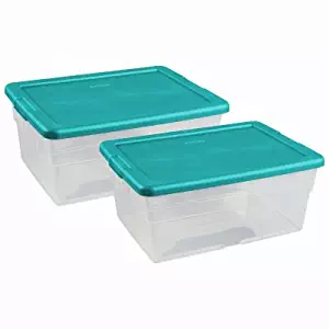 STERILITE 16453W06 2 Pack 16 QT Clear Storage Box Banded Together