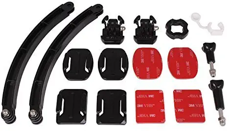 Helmet Arm Kit by HOLACA, Extendable Pole,Curved Flat Adhesive Mount, 3M Adhensive Pads with Buckles for Gopro Hero 2 3 4 5 6 7 8+ 4S 5S 6Session Hero Session