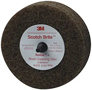 Scotch-Brite(TM) Rivet Cleaning Disc 07410, 4 in x 1-1/4 in A MED, 10 per case