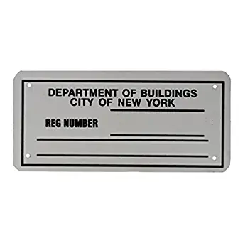 3" X 8""Department of Buildings Registration" Metal Sign
