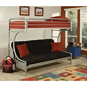 Eshion Eclipse Multi-functional Twin Over Full Futon Bunk Bed, Multiple Colors (Silver)