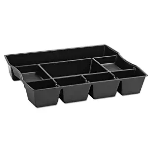 Rubbermaid 21864 Nine-Compartment Deep Drawer Organizer, Plastic, 14 7/8 x 11 7/8 x 2 1/2, Black