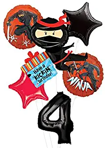 Mayflower Products Ninja Birthday Party Supplies Have A Happy Kickin 4th Birthday Balloon Bouquet Decorations