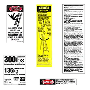 Werner 300 LB Fiberglass Step Ladder Label Kits (Pack of 6)