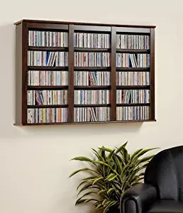 Everett Espresso Wall Mounted Hanging Media Storage Cabinet CD DVD Storage Rack