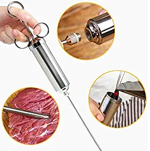 Stainless Steel Meat Injector, Marinade MeatSyringe, 2-oz Large Capacity with 2 Professional Needles,Needle Flavor Injectors for Cooking Beef Brisket,Turkey.