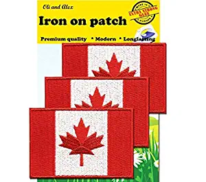 Patches Iron on - Extra Strong Glue 3 Pieces Patches Iron on Canada Flag Embroidered Patch Iron on Canadian Maple Leaf Sew On National Emblem Approx. 2.9 x 1.96 inches (7.6 x 5 cm) A-14/3