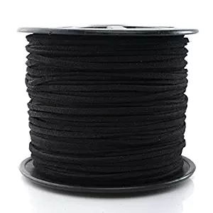 T&B 3mm Faux Suede Cord Flat Lace Leather String 100 yd/roll Jewelry Making (Black)