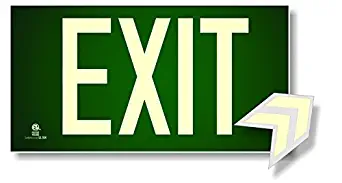 Photoluminescent Exit Sign Green - Aluminum Code Approved Aluminum UL 924 / IBC / NFPA 101