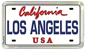 Los Angeles California License Plate Acrylic Small Fridge Collector's Souvenir Magnet 2" X 1.25"