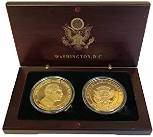 Barack Obama and Great Seal Coins in Wood Box