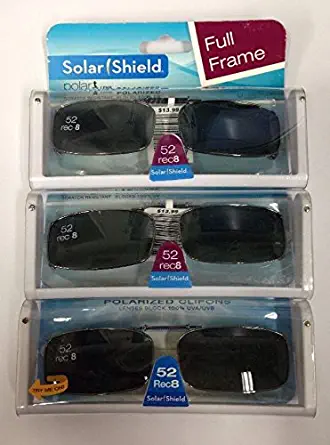 3 Solar Shield Clip-on Polarized Sunglasses 52 Rec 8 Black Full Frame