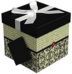 Gift Box 6"X6"X6" - Florence Collection - Easy to Assemble & Reusable - No Glue Required - Ribbon, Tissue Paper, and Gift Tag Included - EZ Gift Box by Endless Art US