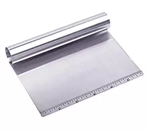 Stainless Steel Bench Scraper & Dough Cutter - Multi Function Kitchen Tool Scoop Scraper Best Pizza and Dough Cutter With Ruler Measurements Dishwasher Safe-Professional Quality