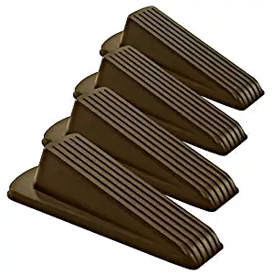 Home Premium Rubber Door Stopper - Multi Surface Door Stop Wedge with Heavy Duty Design - Flexible and Non Scratching Door Holder (4 Pack, Brown)